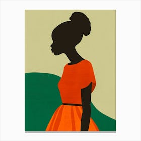 Woman In An Orange Dress Canvas Print