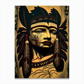 Queen Charlotte Island Warrior Prince - Indian Head Carving Canvas Print