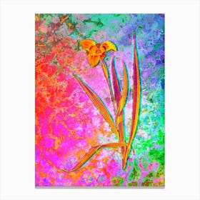 Tiger Flower Botanical in Acid Neon Pink Green and Blue n.0279 Canvas Print
