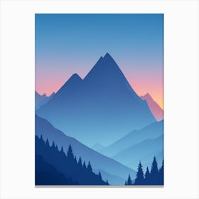 Misty Mountains Vertical Composition In Blue Tone 34 Canvas Print