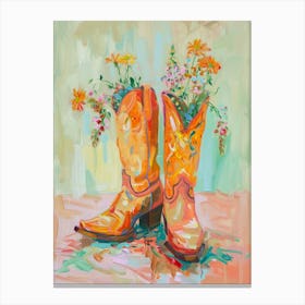 Cowboy Boots And Wildflowers Downy Rattlesnake Plantain Canvas Print