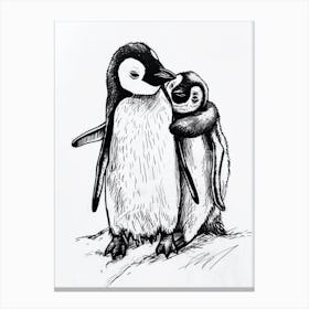 Emperor Penguin Huddling For Warmth 2 Canvas Print