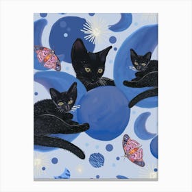 Black Cat And Moon Phases Canvas Print