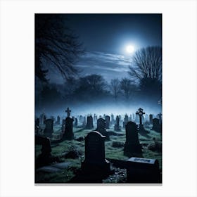 Graveyard At Night 22 Canvas Print