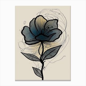 Lilies Line Art Flowers Illustration Neutral 14 Canvas Print