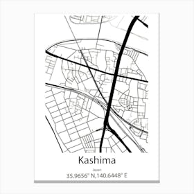 Kashima,Japan Minimalist Map Canvas Print