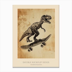 Sinornithosaurus Vintage Dinosaur Poster 2 Canvas Print