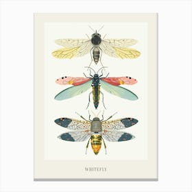 Colourful Insect Illustration Whitefly 5 Poster Canvas Print