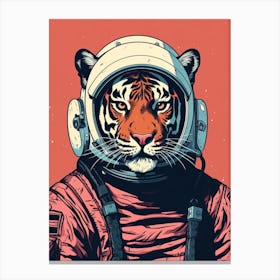 Tiger Illustrations Wearing An Astronaut Suit 4 Canvas Print
