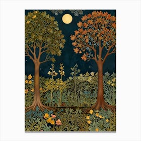 William Morris Two Trees In The Moonlight Canvas Print