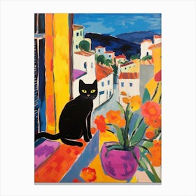 Painting Of A Cat In Alicante Spain 1 Canvas Print