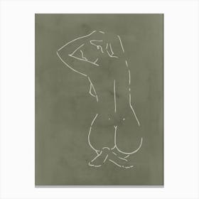 Female Body Sketch 8 Olive Canvas Line Art Print