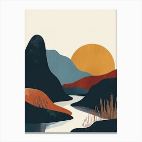 Sunset By The River, Scandinavian Minimalism Canvas Print