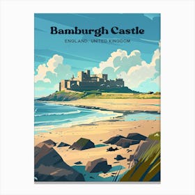 Bamburgh Castle England Nordic Travel Art Canvas Print