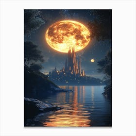 Full Moon Over A Castle Canvas Print