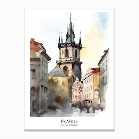 Prague Watercolour Travel Poster 4 Canvas Print