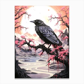 Crow Japanese Style 1 Canvas Print