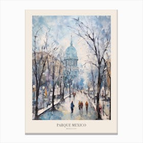 Winter City Park Poster Parque Mexico Mexico City Canvas Print