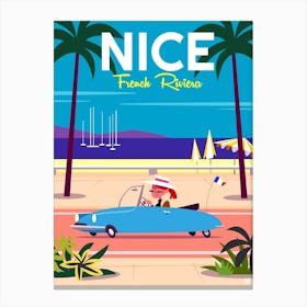 Nice French Riviera Poster Colourful Canvas Print