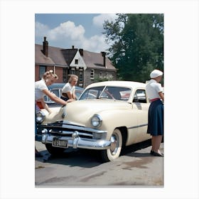 50's Era Community Car Wash Reimagined - Hall-O-Gram Creations 32 Canvas Print