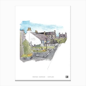 Aberdeen Scotland Art Print - Footdee Village Watercolor Illustration - Scotland Cityscape Wall Art & Gifts Canvas Print