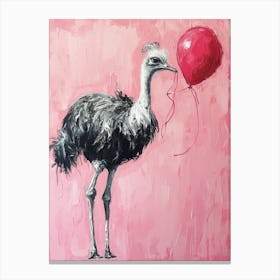 Cute Ostrich 4 With Balloon Canvas Print