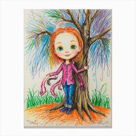 Little Girl In A Tree Canvas Print