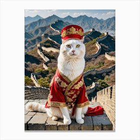 Pawsports Stamped A Cat's Global Tour Great Wall Of China Canvas Print