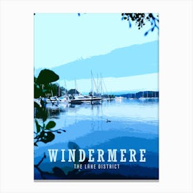 Windermere The Lake District Vintage Style Travel Poster Canvas Print