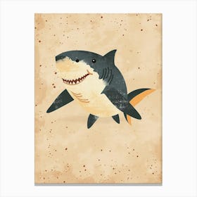 Cute Storybook Style Shark Muted Pastels 2 Canvas Print