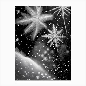 Diamond Dust, Snowflakes, Black & White 4 Canvas Print