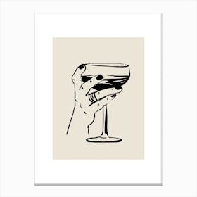 Hand With Cocktail In Neutral And Black Canvas Print
