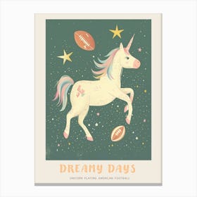 Storybook Style Unicorn Playing American Football Poster Canvas Print