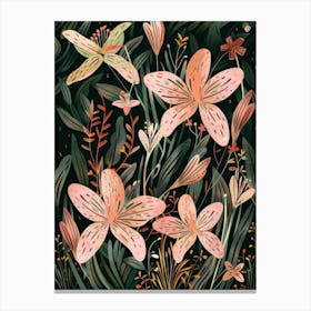 Lily Flower Pattern Canvas Print