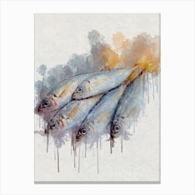 Fish Sarden Watercolor Canvas Print