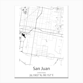 San Juan Zitlaltepec,Mexico Minimalist Map Canvas Print