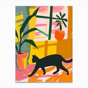 Cat Walking In Front Of Window Canvas Print