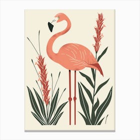 Chilean Flamingo Ginger Plants Minimalist Illustration 2 Canvas Print