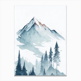 Mountain And Forest In Minimalist Watercolor Vertical Composition 21 Canvas Print