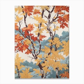 River Birch 1 Vintage Autumn Tree Print  Canvas Print
