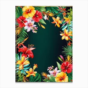 A Contemporary Tropical Floral Frame Highlighting A Variety Of Vivid Exotic Florals In Full Bloom (4) Canvas Print