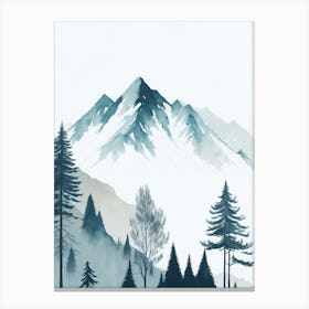 Mountain And Forest In Minimalist Watercolor Vertical Composition 328 Canvas Print