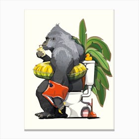 Gorilla On The Toilet Canvas Print