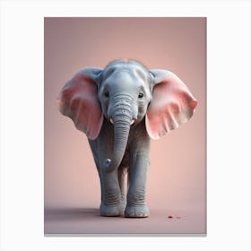 Cute Baby Elephant Nursery Ilustration (18) Canvas Print