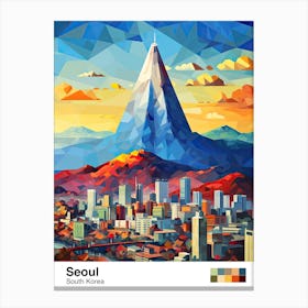 Seoul, South Korea, Geometric Illustration 1 Poster Canvas Print