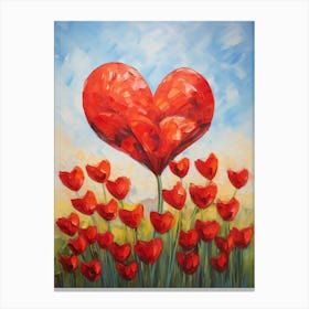 Valentine Heart Balloon Floral Valentine Canvas Print