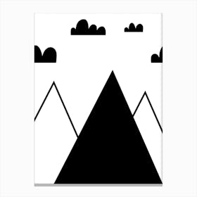 Scandi Black Mountains And Clouds Canvas Print