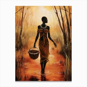 African Woman In Water Canvas Print