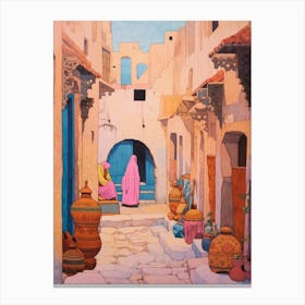 Chefchaouen Morocco 3 Vintage Pink Travel Illustration Canvas Print