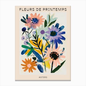 Spring Floral French Poster  Asters 3 Canvas Print